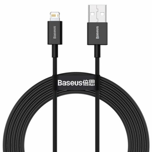 Кабел Baseus Superior Lightning Black (CALYS-01), от USB-A(м) към Lightning(м), 2m, 2.4A/12W, черен