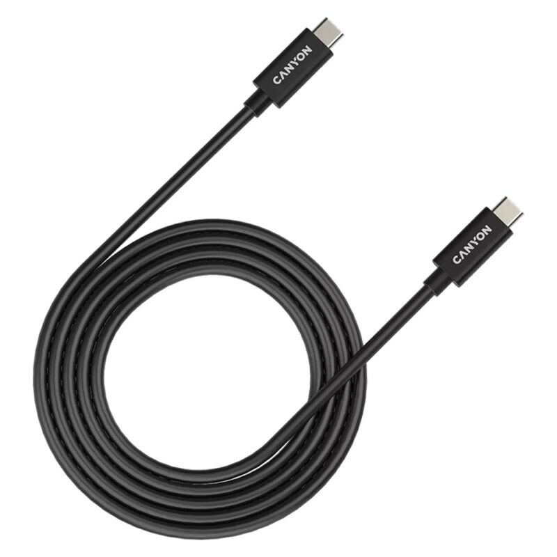 Кабел Canyon UC-42, от USB-C(м) към USB-C(м), 2m, 240W, черен Намаления и отстъпки ЧеренПетък 3