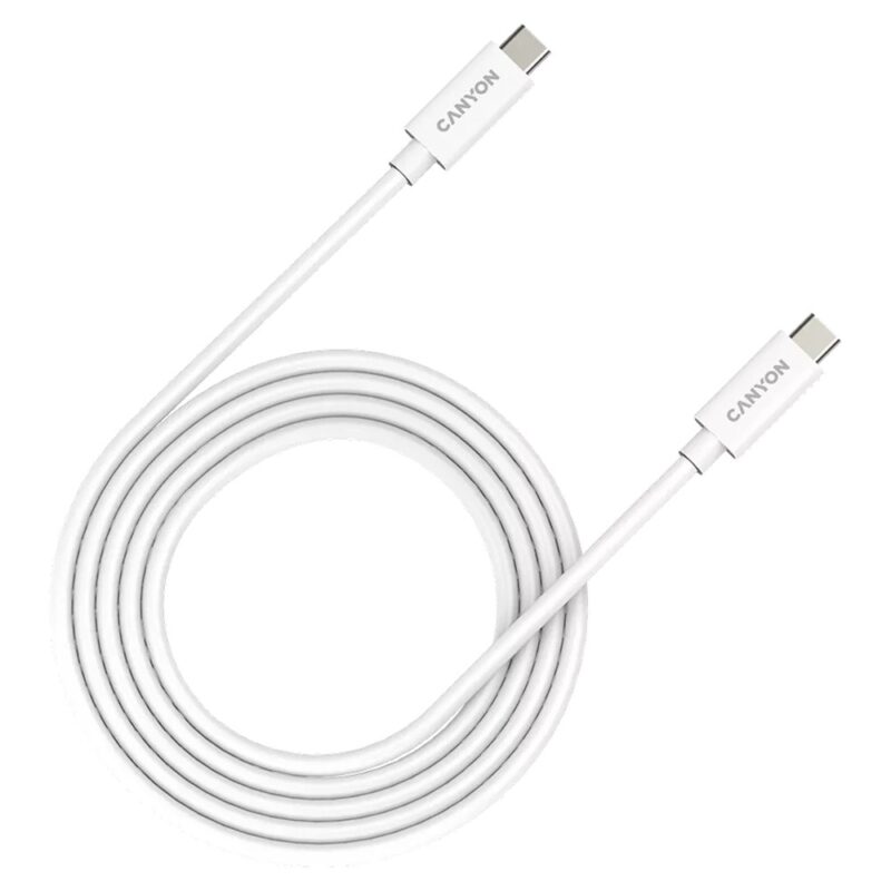 Кабел Canyon UC-42, от USB-C(м) към USB-C(м), 2m, 240W, бял Намаления и отстъпки ЧеренПетък 3