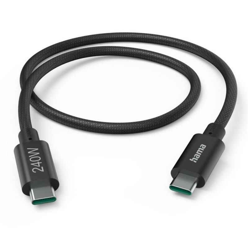 Кабел HAMA-201702, от USB-C(м) към USB-C(ж), 1.5m, 240W, черен Намаления и отстъпки ЧеренПетък 3