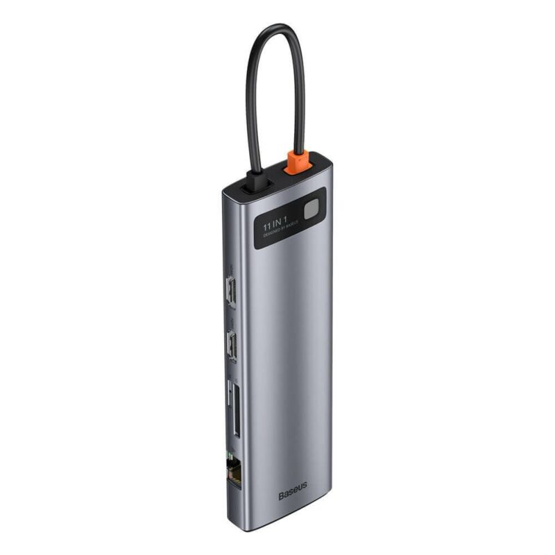 Докинг станция Baseus Joystar CAHUB-CT0G, от USB Type-C към 3x USB-A, 1x VGA, 1x USB-C (PD), 2x HDMI, 1x RJ45, 1x SD Card четец, 1x microSD Card четец, 1x 3.5mm жак, сребриста Намаления и отстъпки ЧеренПетък 3