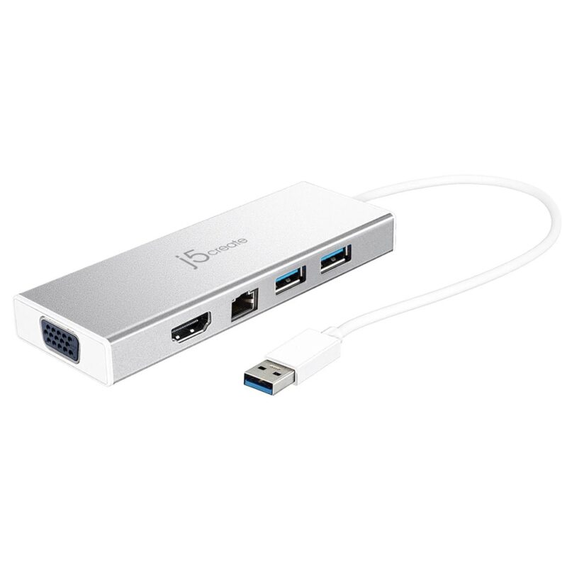 Докинг станция Mini Dock JUD380, от USB A към 2x USB A, 1x HDMI, 1x VGA, 1x RJ45, сребриста Намаления и отстъпки ЧеренПетък 3
