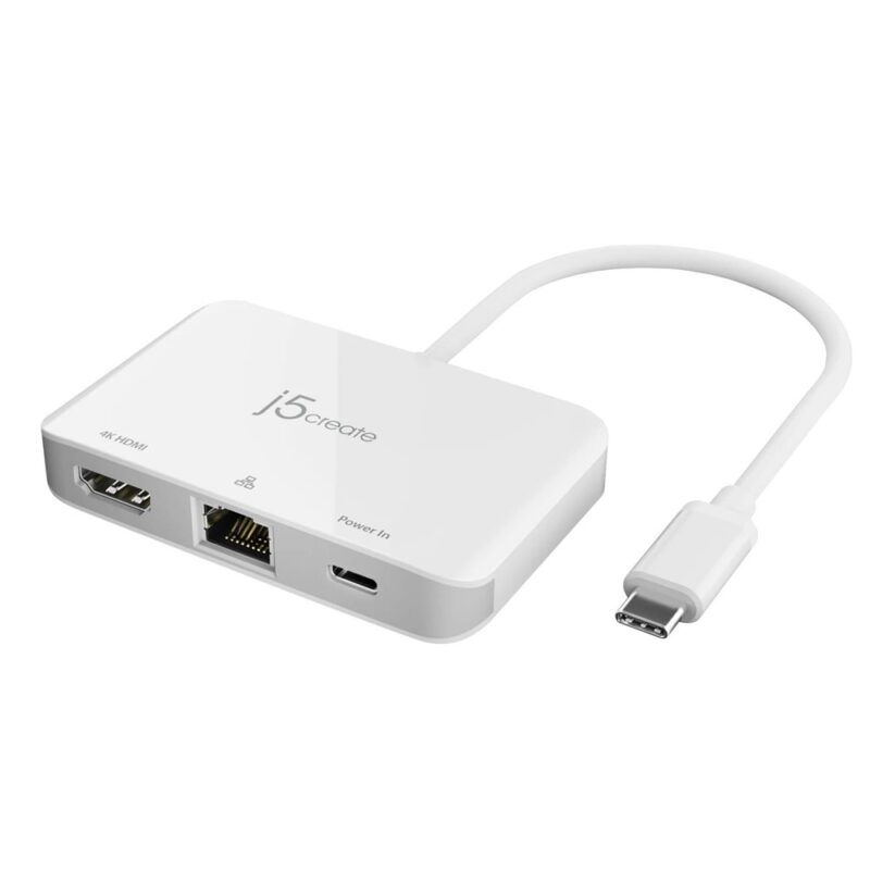 Докинг станция j5Create JCA351, от USB-C към 1x USB-C(PD), 1x HDMI, 1x RJ45, бяла Намаления и отстъпки ЧеренПетък 3