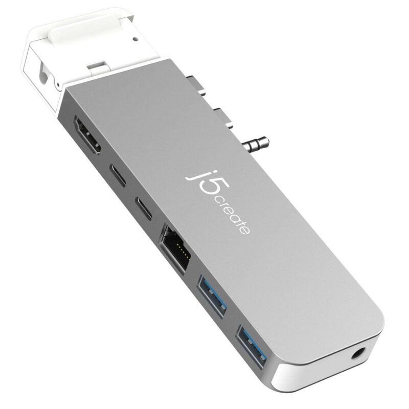 Докинг станция j5create JCD395, за MacBook Pro, от 2x USB-C към 2x USB-C, 2x USB A, 1x HDMI, 1x AUX, 1x RJ45, 1x MagSafe, сива Намаления и отстъпки ЧеренПетък 3
