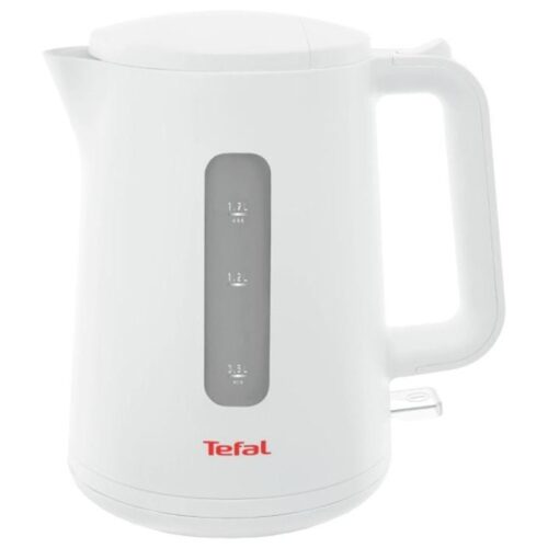 Електрическа кана Tefal KO200130, вместимост 1.7 литра, въртяща се основа 360°, автоматично отваряне на капака, 2400W, бял