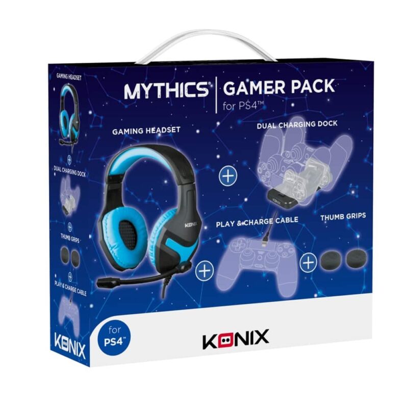 Комплект Konix KX-GPK-P4, слушалки, докинг станция, гумени тапи и кабел за PlayStation 4 Намаления и отстъпки ЧеренПетък 3