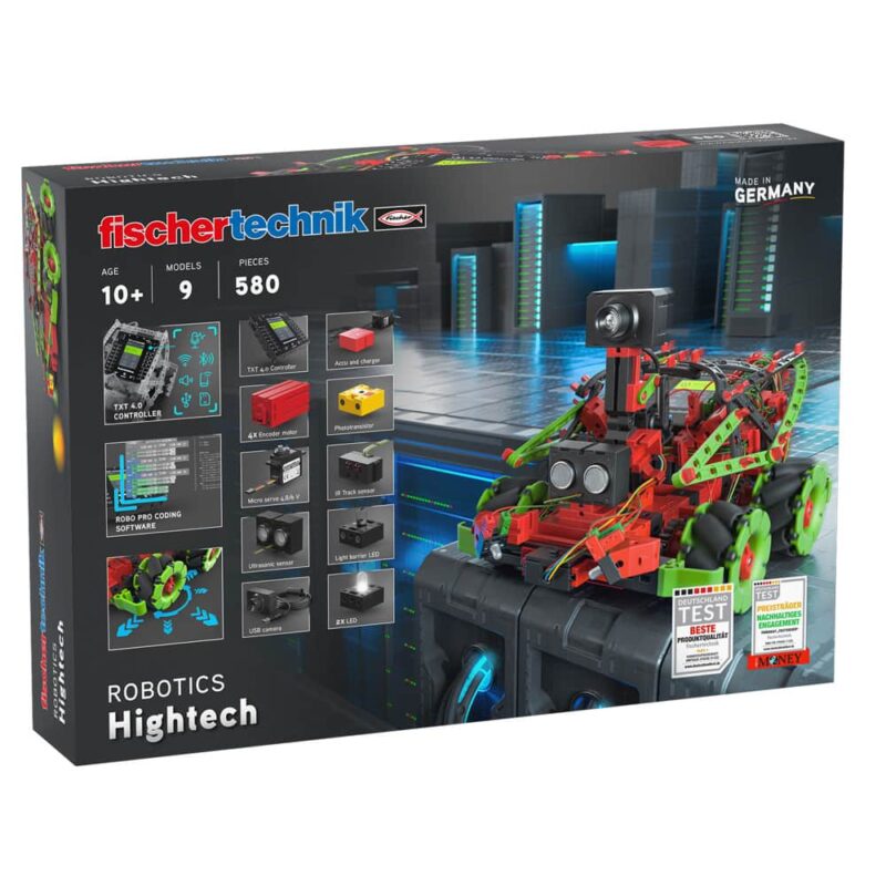 Конструктор Fischertechnik Robotics Hightech, робот, 9 модела, 4 енкодерни мотора, сензор за трасе/разстояние и бутон, над 10г. Намаления и отстъпки ЧеренПетък 3