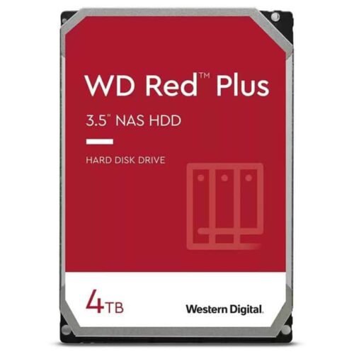 Твърд диск 4TB Western Digital Red Plus NAS (WD40EFPX), SATA 6Gb/s, 5400 rpm, 256MB кеш, 3.5″ (8.89 cm) Намаления и отстъпки ЧеренПетък