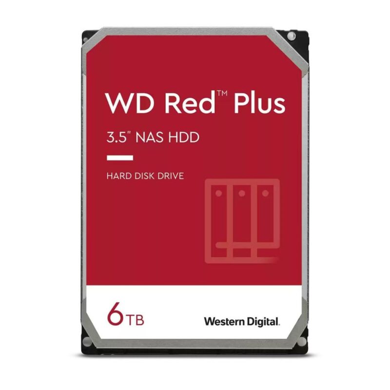 Твърд диск 6TB Western Digital Red Plus NAS, SATA 6Gb/s, 5400 rpm, 256MB кеш, 3.5″ (8.89cm) Намаления и отстъпки ЧеренПетък 3