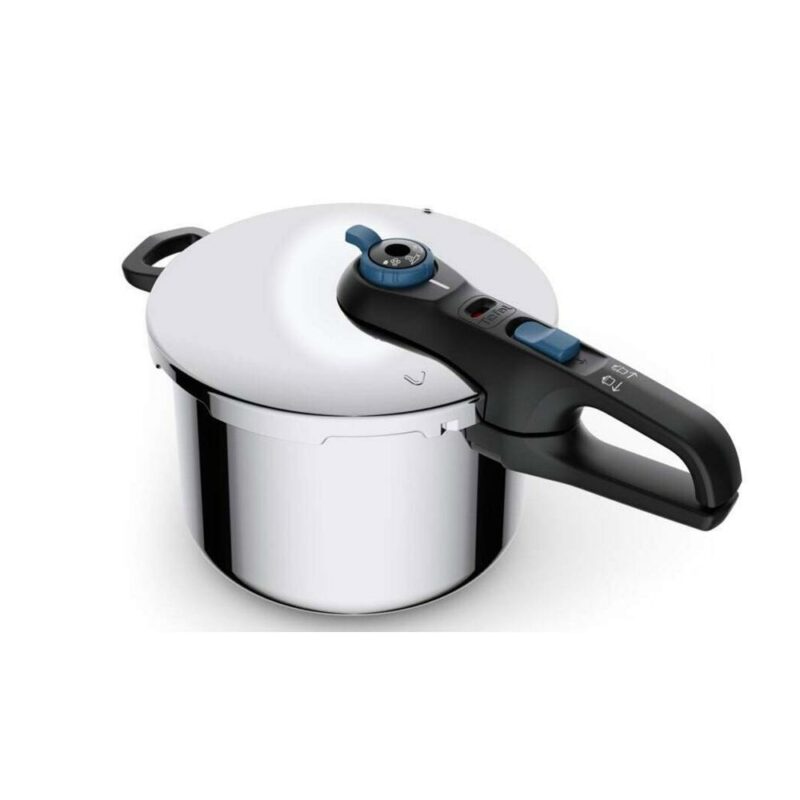 Тенджера под налягане Tefal Secure Trendy P2580701, 6 l, неръждаема стомана, 2 програми за готвене, капак, сива Намаления и отстъпки ЧеренПетък 3