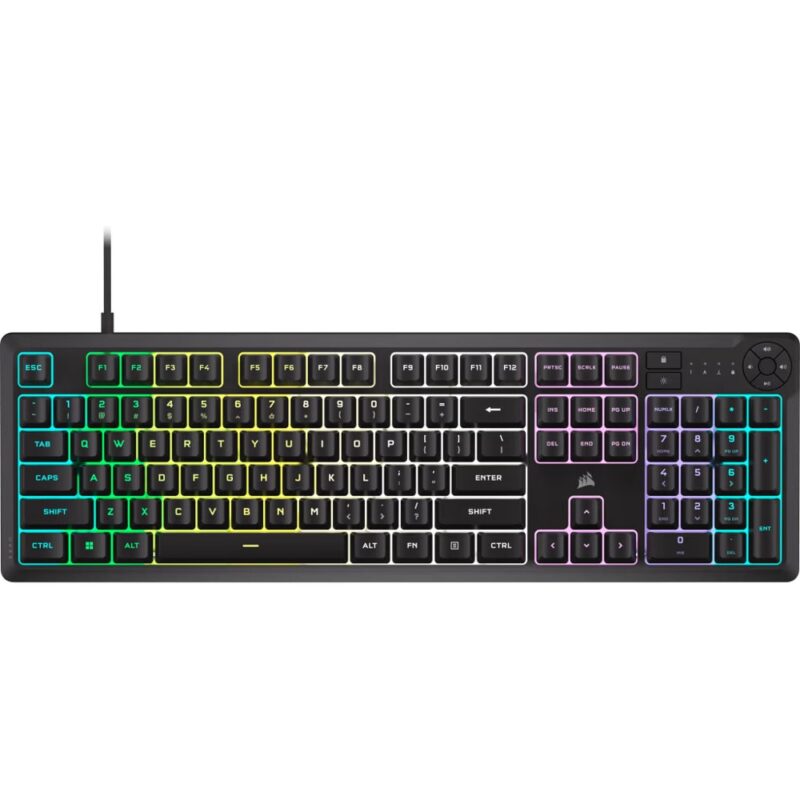 Клавиатура Corsair K55 CORE RGB, гейминг, 6 макро клавиша, RGB подсветка, черна, USB Намаления и отстъпки ЧеренПетък 3