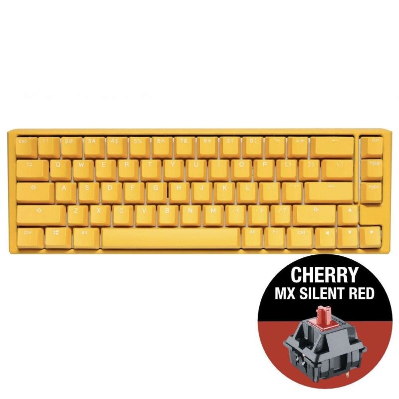 Клавиатура Ducky One 3 Yellow SF 65, жична, гейминг, механична, Cherry MX Silent Red суичове, RGB подсветка, жълта, USB Намаления и отстъпки ЧеренПетък 3