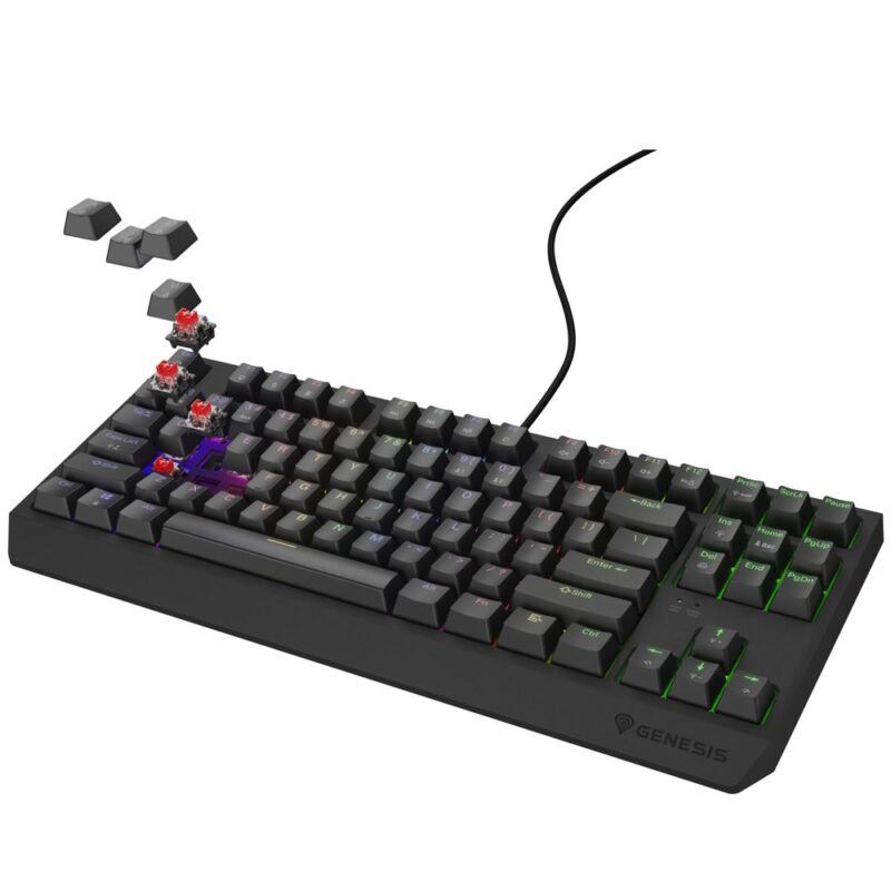 Клавиатура Genesis Thor 230 TKL Black (NKG-2077), механична, Outemu Red суич, гейминг, RGB подсветка, черна, USB Намаления и отстъпки ЧеренПетък 3