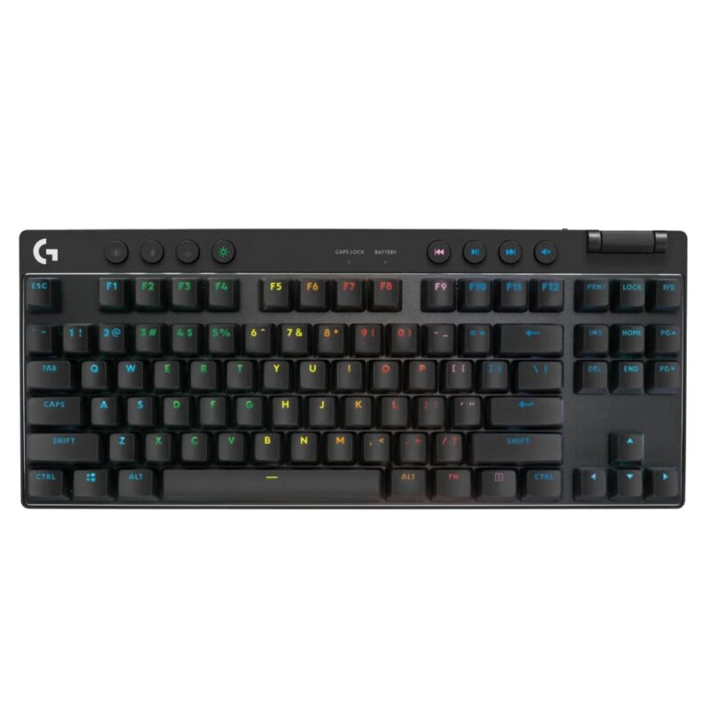 Клавиатура Logitech G Pro X TKL Lightspeed (920-012136), безжична, механична, Tactile суич, гейминг, US International Layout, RGB подсветка, USB, Bluetooth, черна Намаления и отстъпки ЧеренПетък 3