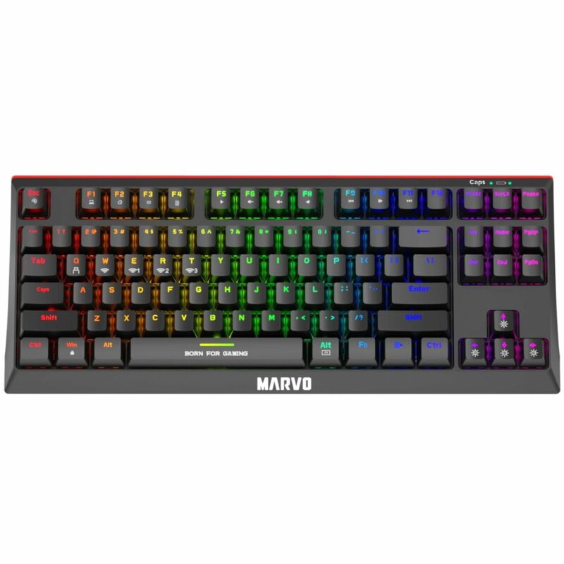 Клавиатура Marvo KG953W, безжична, гейминг, механична, Anti-Ghosting, RGB подсветка, черна, Bluetooth Намаления и отстъпки ЧеренПетък 3