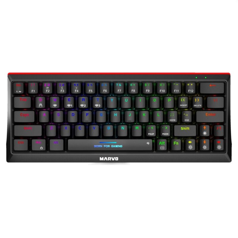 Клавиатура Marvo KG962W, безжична, гейминг, механична, сини суичове, Anti-Ghosting, RGB подсветка, черна, Bluetooth Намаления и отстъпки ЧеренПетък 3