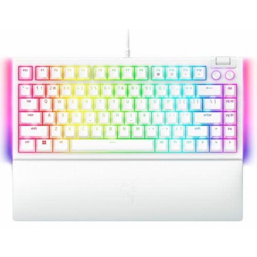 Клавиатура Razer BlackWidow V4 75% White, механична, оранжеви Razer суичове, гейминг, RGB подсветка, бяла, USB-C Намаления и отстъпки ЧеренПетък