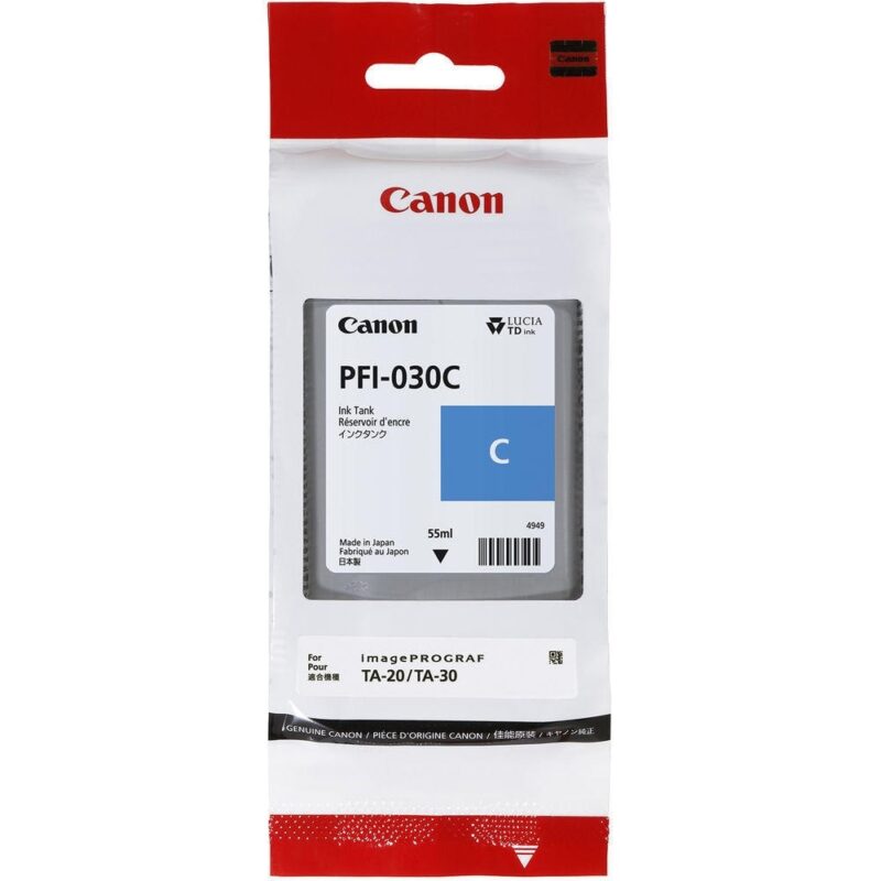 Касета за Canon imagePROGRAF TM-240 Cyan – 3490C001AA – Canon PFI-030, Заб.: 55ml капацитет Намаления и отстъпки ЧеренПетък 3