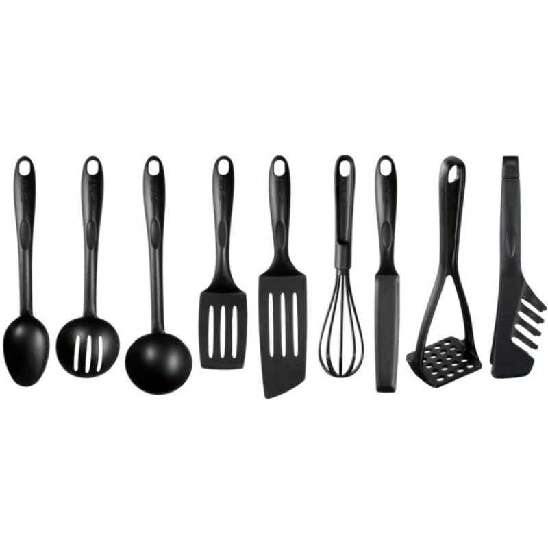 Комплект кухненски прибори Tefal Bienvenue K001S925, 9 части, пластмаса, подходящи за съдомиялна, топлоустойчиви, черни Намаления и отстъпки ЧеренПетък 2