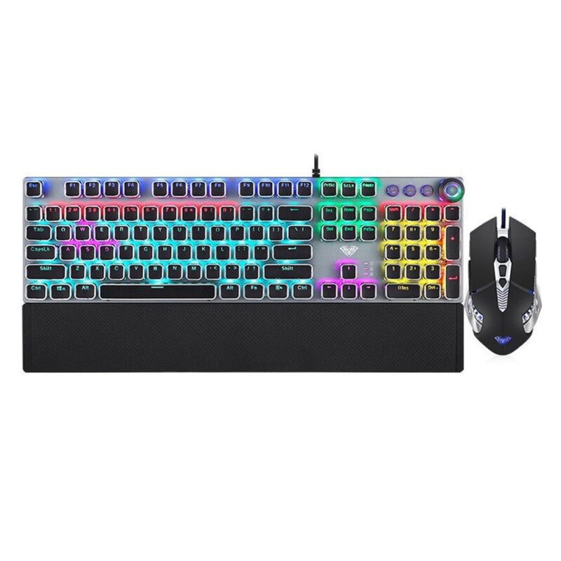 Комплект клавиатура и мишка T500, гейминг, RGB подсветка, оптична мишка (2400 DPI), USB, сиви Намаления и отстъпки ЧеренПетък 3