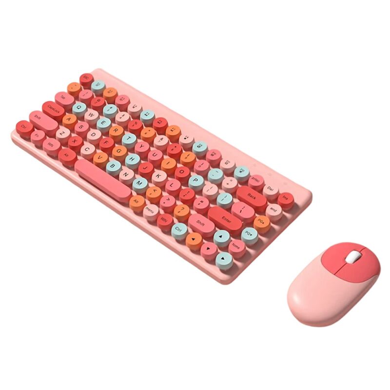 Комплект клавиатура и мишка QW02, безжични, 1200dpi, USB, розови Намаления и отстъпки ЧеренПетък 3
