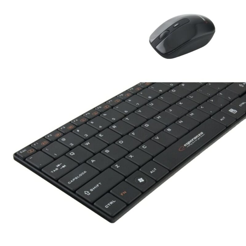 Комплект клавиатура и мишка Esperanza EK122BK, безжични, 1600dpi, USB, черен Намаления и отстъпки ЧеренПетък 3