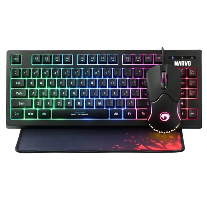 Комплект клавиатура, мишка и пад Marvo CM310, подсветка, мишка (2400 dpi), USB, черни Намаления и отстъпки ЧеренПетък 3