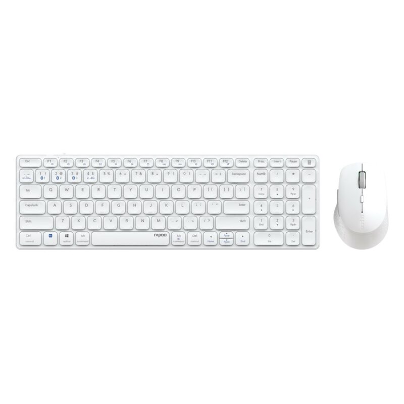 Комплект клавиатура и мишка Rapoo 9700M, безжични, 1600dpi, Bluetooth, USB, бял Намаления и отстъпки ЧеренПетък 3