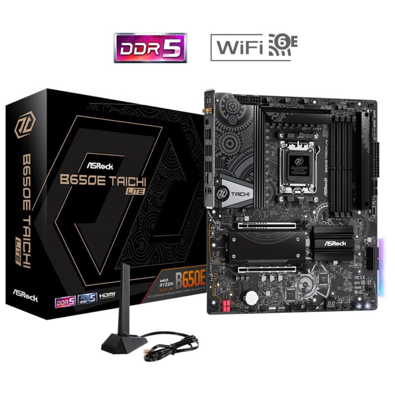 Дънна платка ASRock B650E Taichi Lite, B650, AM5, DDR5, PCIe 5.0 (HDMI), 3x M.2, 4x SATA 6Gb/s, 1x USB 3.2 Gen2 Type-C, 10x USB 3.2 Gen2, Wi-Fi, Bluetooth, E-ATX Намаления и отстъпки ЧеренПетък 3