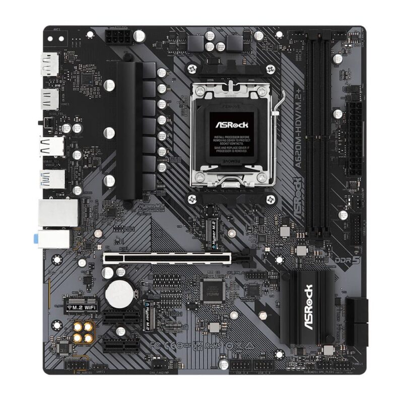 Дънна платка ASRock A620M-HDV/M.2, A620, AM5, DDR5, PCIe 4.0 (HDMI/DP), 2x M.2, 2x SATA 6Gb/s, 1x USB 3.2 Gen1 Type-C, 4x USB 3.2 Gen1 Type-A, Micro ATX Намаления и отстъпки ЧеренПетък 3