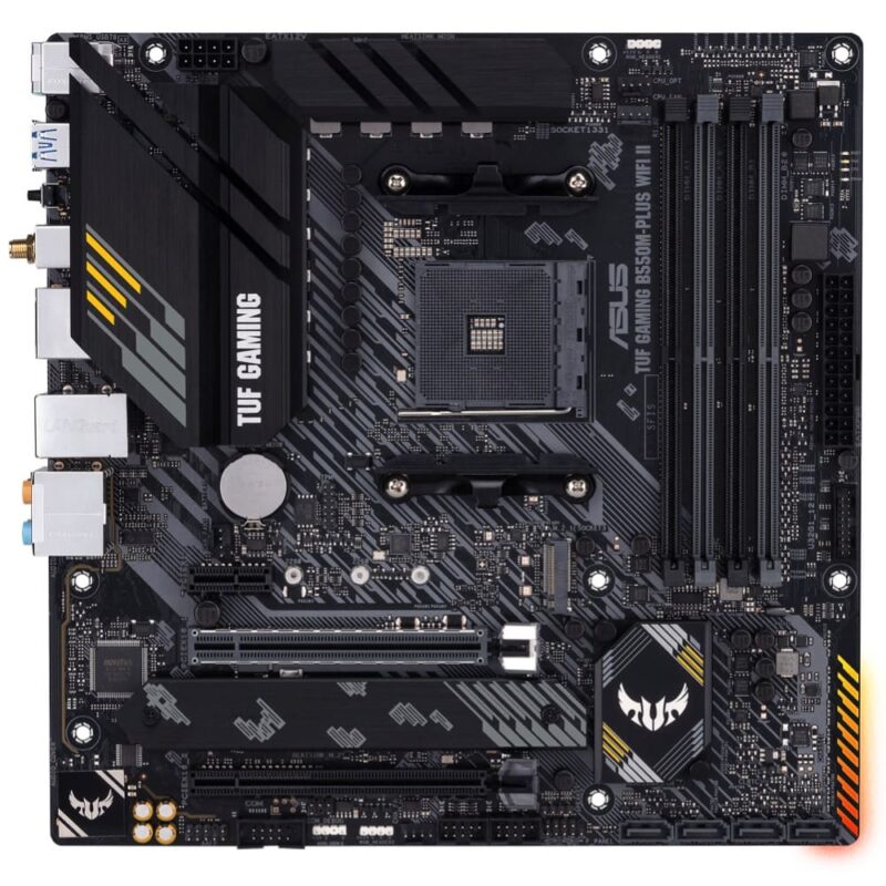 Дънна платка Asus TUF GAMING B550M-PLUS WIFI II, B550, AM4, DDR4, PCI-E 4.0, (DP&HDMI), 4x SATA 6Gb/s, 2x M.2, 1x USB A 3.2 Gen 2, mATX Намаления и отстъпки ЧеренПетък 3