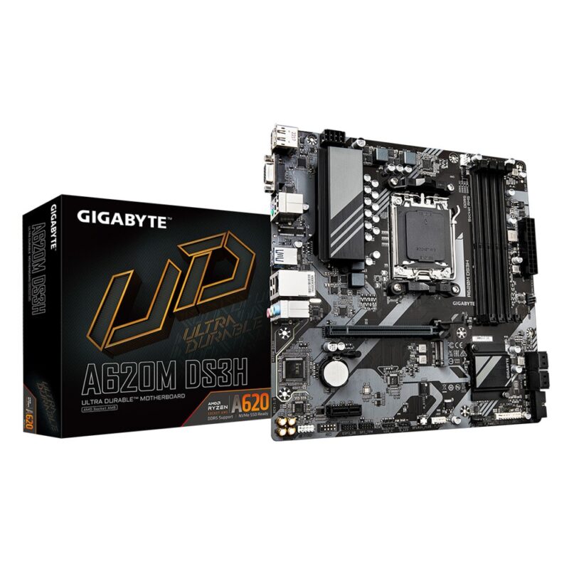 Дънна платка Gigabyte A620M DS3H, B620, AM5, DDR5, PCI-E 4.0 (DP/HDMI/VGA), 1x M.2, 4x SATA 6Gb/s, 1x USB 3.2 Gen 1 Type-C, Micro ATX Намаления и отстъпки ЧеренПетък 3