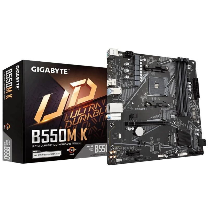 Дънна платка Gigabyte B550M K, B550, AM4, DDR4, PCI-E 4.0 (HDMI/DP), 2x M.2, 4x SATA 6Gb/s, 4x USB 3.2 Gen1, mATX Намаления и отстъпки ЧеренПетък 3