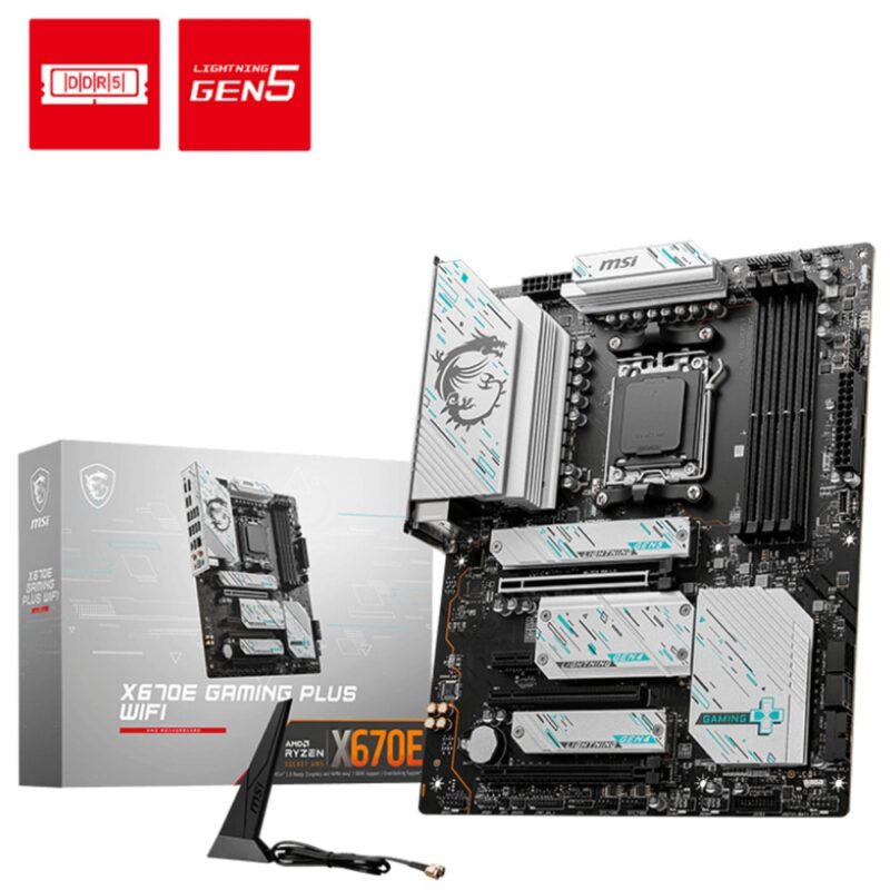 Дънна платка MSI X670E GAMING PLUS WIFI, X670, AM5, DDR5, PCI-E 5.0 (HDMI&DP), 4x M.2, 4x SATA 6Gb/s, 2x USB 3.2 Gen 2 Type-A, 1x USB 3.2 Gen 2×2 Type-C, Wi-Fi 6E, Bluetoth, 2.5GbE LAN, ATX Намаления и отстъпки ЧеренПетък 3