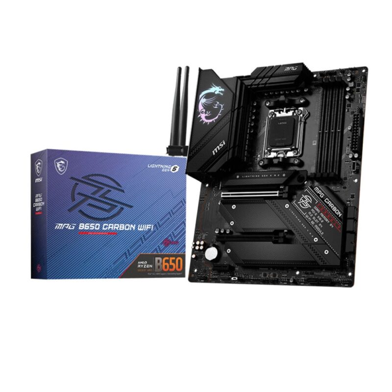 Дънна платка MSI MPG B650 Carbon Wi-Fi, B650, AM5, DDR5, PCI-E 4.0 (DP/HDMI), 4x M.2, 2x SATA 6Gb/s, 7x USB 3.2 Gen1, Wi-Fi, Bluetooth, ATX Намаления и отстъпки ЧеренПетък 3