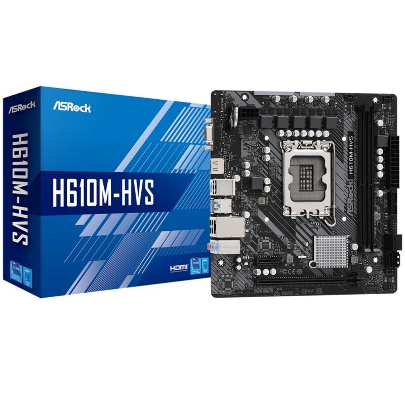 Дънна платка ASRock H610M-HVS, H610, LGA 1700, DDR4, PCI-E 4.0 (HDMI&VGA), 4x SATA 6Gb/s, 2x USB 3.2 Gen1, mATX Намаления и отстъпки ЧеренПетък 3