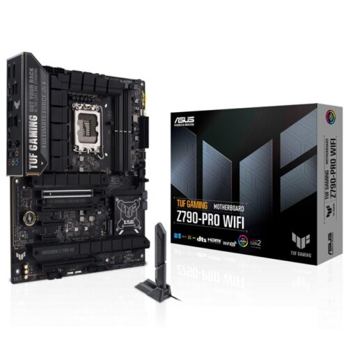 Дънна платка Asus TUF Gaming Z790-PRO WIFI, Z790, LGA1700, DDR5, PCI-E 5.0 (DP&HDMI), 4x M.2, 4x SATA 6Gb/s, 1x USB 3.2 Gen 2 Type-C, 2x USB 3.2 Gen 2 Type-A, Wi-Fi 6E, Bluetooth, 2.5GbE LAN, ATX