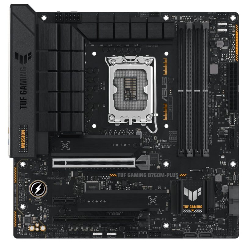 Дънна платка ASUS TUF GAMING B760M-PLUS, B760, LGA 1700, DDR5, PCI-E 5.0 (HDMI & DP), 2x M.2, 4x SATA 6Gb/s, 2 x USB 3.2 (Gen 2), Micro ATX Намаления и отстъпки ЧеренПетък 3