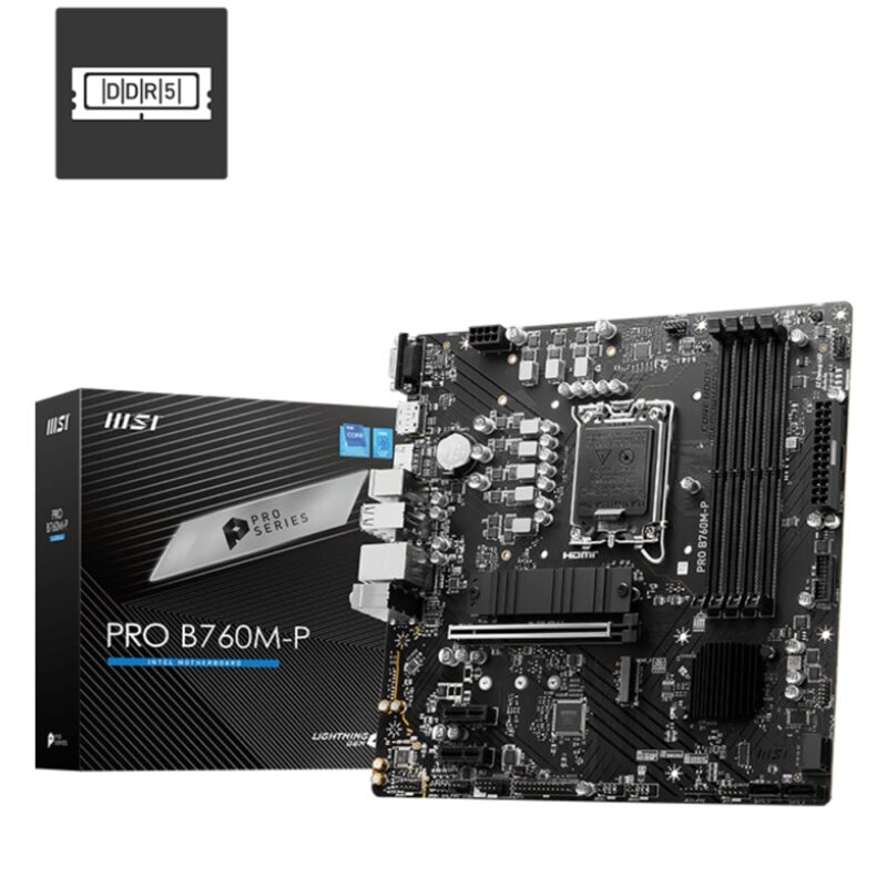 Дънна платка MSI PRO B760M-P DDR5, B760, LGA 1700, DDR5, PCI-E 4.0 (DP/HDMI/D-Sub), 4x SATA 6Gb/s, 2x M.2, USB 3.2 Gen2 Type C, Micro ATX Намаления и отстъпки ЧеренПетък 2
