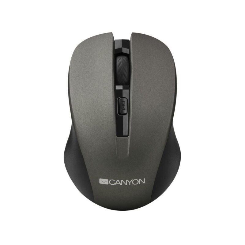 CANYON Mouse CNE-CMSW1(Wireless, Optical 800/1000/1200 dpi, 4 btn, USB, power saving button), Graphite CANYON Mouse CNE-CMSW1 This model will appeal to those who appreciate comfort, accuracy and functionality. Just above the scroll wheel there is a resolution switch button. by pressing it during operation, you can choose one of three options dpi (800, 1000 or 1200) for optimal accuracy of the mouse pointer. This Soft Touch mouse features a rubber- coated surface that is pleasant to th ... / / Мишка Canyon CNE-CMSW1, оптична, безжична, 1200dpi, USB, черна