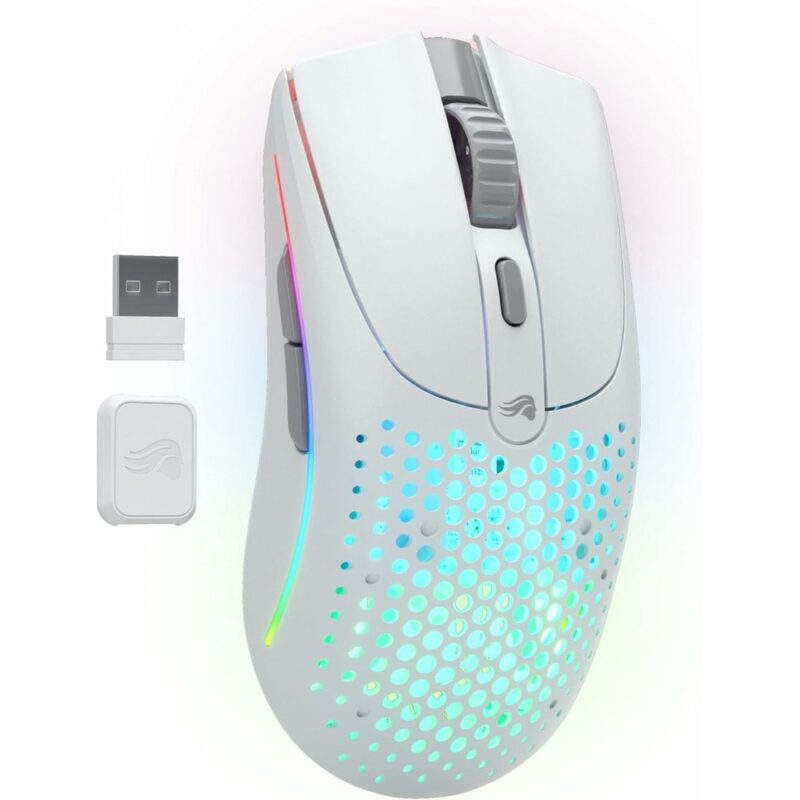 Мишка Glorious Model O V2 Wireless, оптична (26 000dpi), жична/безжична, USB, бяла, гейминг, 6 програмируеми бутона, RGB подсветка, Glorious BAMF Sensor Намаления и отстъпки ЧеренПетък 3