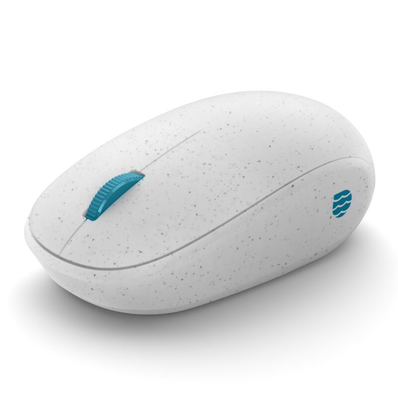 Microsoft Ocean PlasticРециклиране на пластмаса от океаните с цел почистването имMicrosoft Ocean Plastic Mouse е малка стъпка от пътешествието на Microsoft в посока на устойчивостта. Обвивката е изработена от 20% рециклирана океанска пластмаса, пробив в технологията на материалите, чието начало е ... / / Мишка Microsoft Ocean Plastic, оптична(1000 dpi), безжична, Bluetooth, бяло синя, 4 бутона, до 10 метра обхват