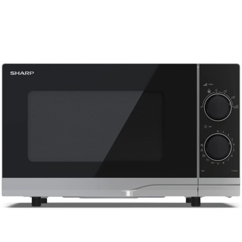 Микровълнова фурна Sharp YC-PS201AE-S, механично управление, 700W, 20л. обем, 6 степени на мощност, сребриста Намаления и отстъпки ЧеренПетък 2