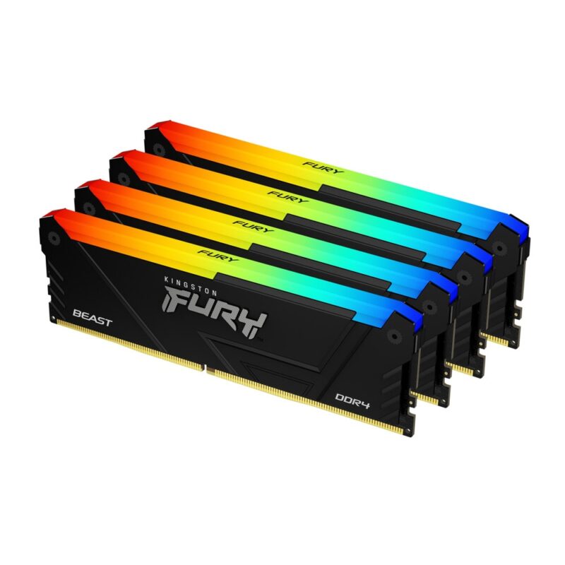 Памет 128GB (4x32GB) DDR4 3600MHz, Kingston FURY Beast RGB, KF436C18BB2AK4/128, 1.35V Намаления и отстъпки ЧеренПетък 3