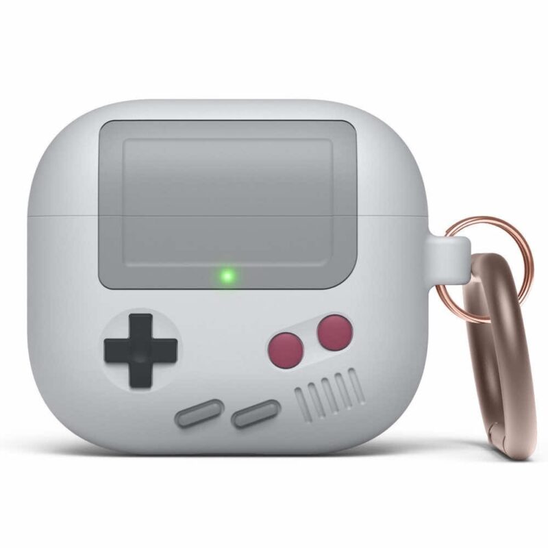 Защитен калъф Elago AirPods 3 Retro AW5 Silicone Hang Case, за Apple AirPods 3, силиконов, с карабинер, LED индикатор, светлосив Намаления и отстъпки ЧеренПетък 3
