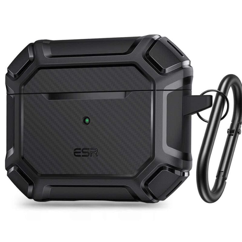 Предпазители ESR AirPods 3 Shock Armor Case, за Apple AirPods 3, термополиуретанов, удароустойчив, с карабинер, черен Намаления и отстъпки ЧеренПетък 3