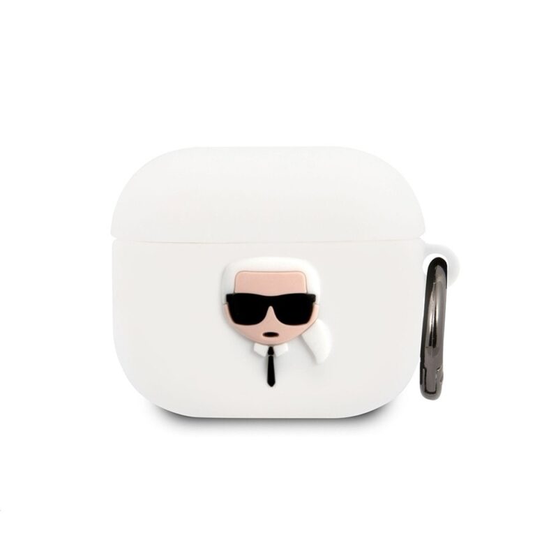 Защитен калъф Karl Lagerfeld AirPods 3 Karl Head Silicone Case, за Apple Airpods 3, силиконов, с карабинер, бял Намаления и отстъпки ЧеренПетък 3