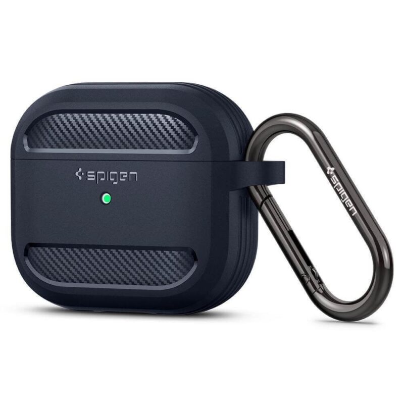 Защитен калъф Spigen Rugged Armor Case, за Apple Airpods 3, Термополиуретанов, удароустойчив с карабинер, тъмносив Намаления и отстъпки ЧеренПетък 3