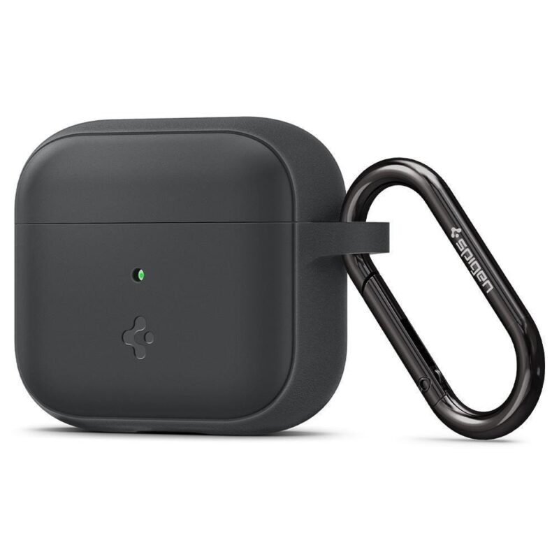 Предпазители Spigen AirPods 3 Silicone Fit Case, за Apple AirPods 3, силиконов, с карабинер, тъмносив Намаления и отстъпки ЧеренПетък 3