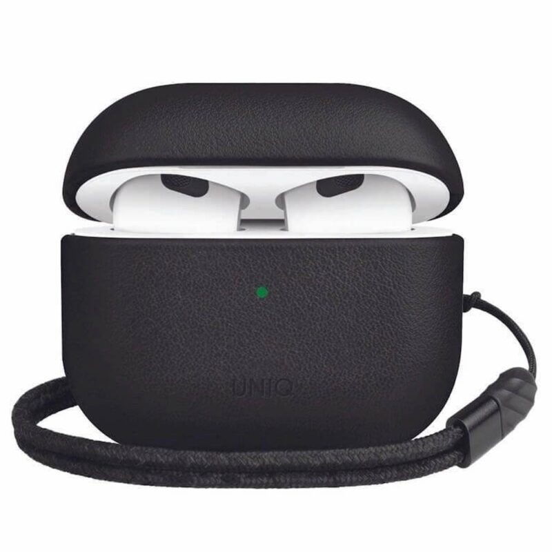 Защитен калъф Uniq Terra Genuine Leather Case, за Apple Airpods 3, естествена кожа, черен Намаления и отстъпки ЧеренПетък 3